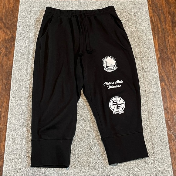Golden State Warriors NBA Jogger Mens XL Black Logo Cropped Sweatpants Rare - Picture 1 of 12